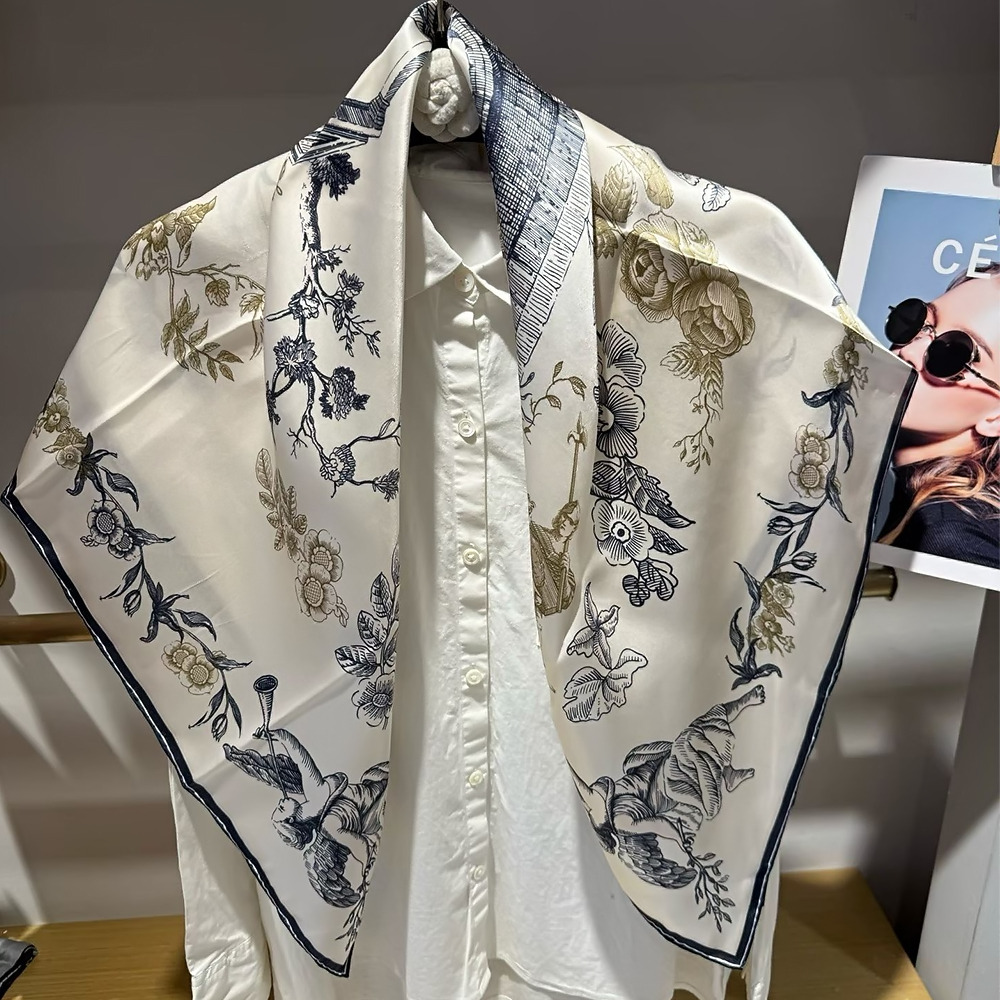 [BYSIFA] Blue White 100% Silk  - Shawl Wrap Winter 리뷰 및 가격