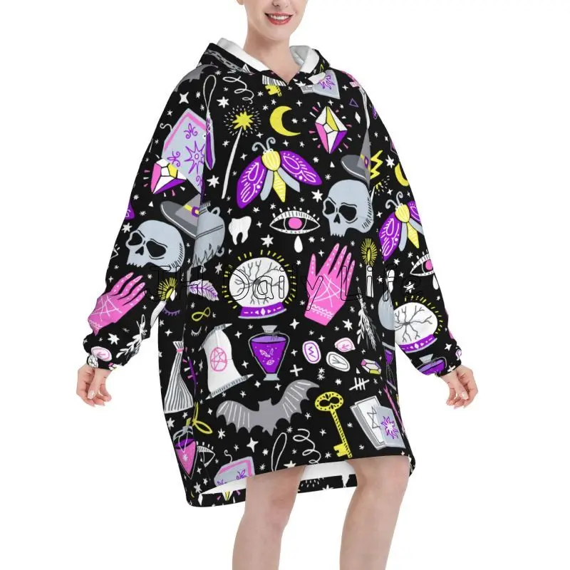Magic Witchy Goth Oversized Bl - Sherpa Hoodie Fleece 리뷰 및 가격