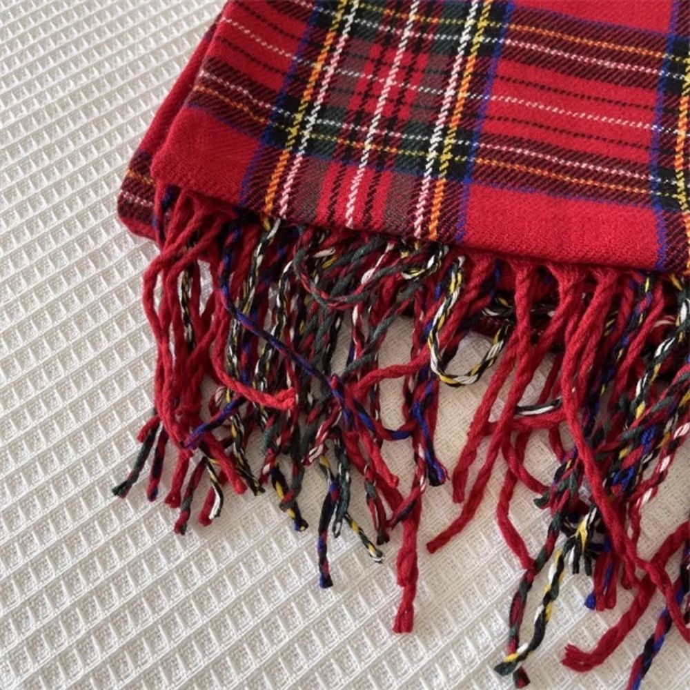 Retro Tassel Plaid Wool Scarf  - Wool Scarf Men 리뷰 및 가격