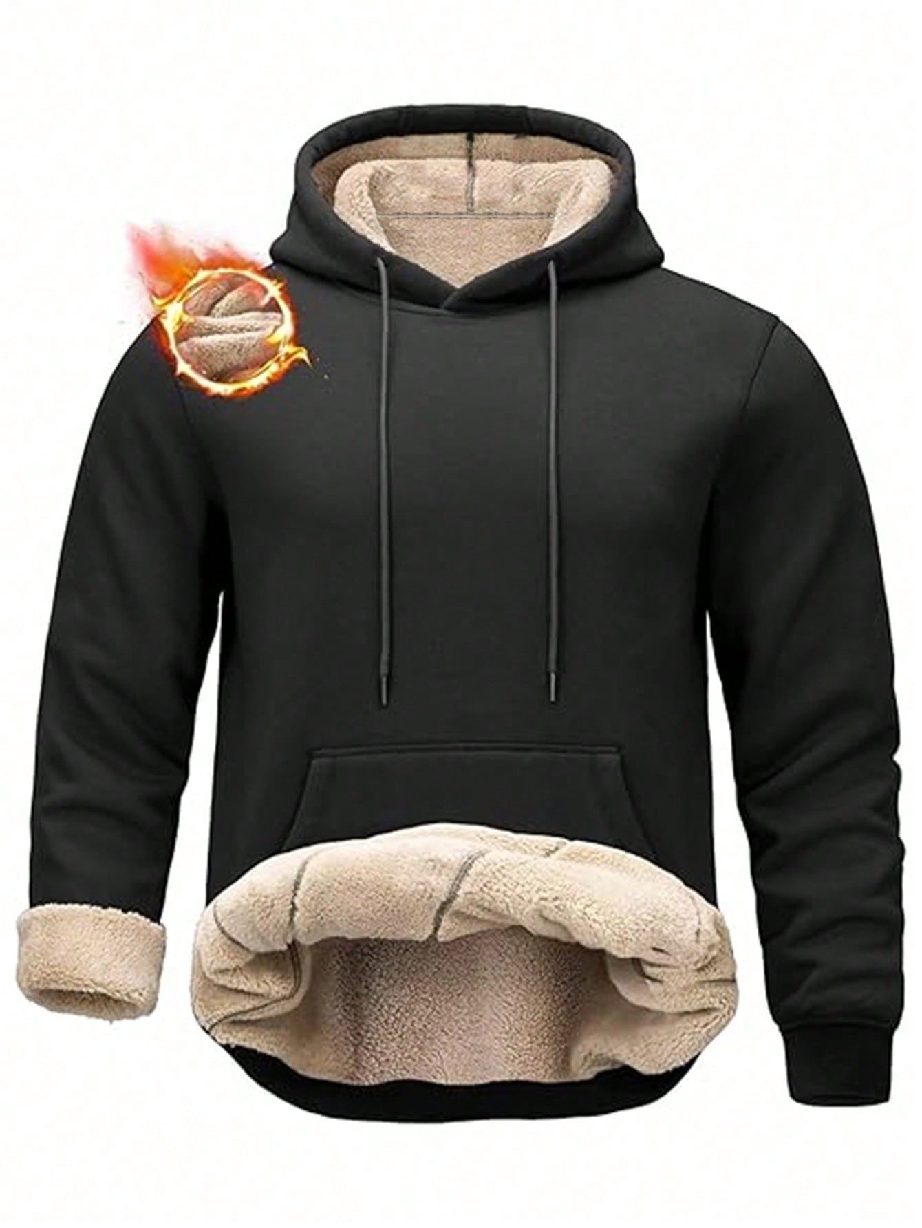Men's Black Sherpa-Lined Hoodi - Sherpa Hoodie Fleece 리뷰 및 가격