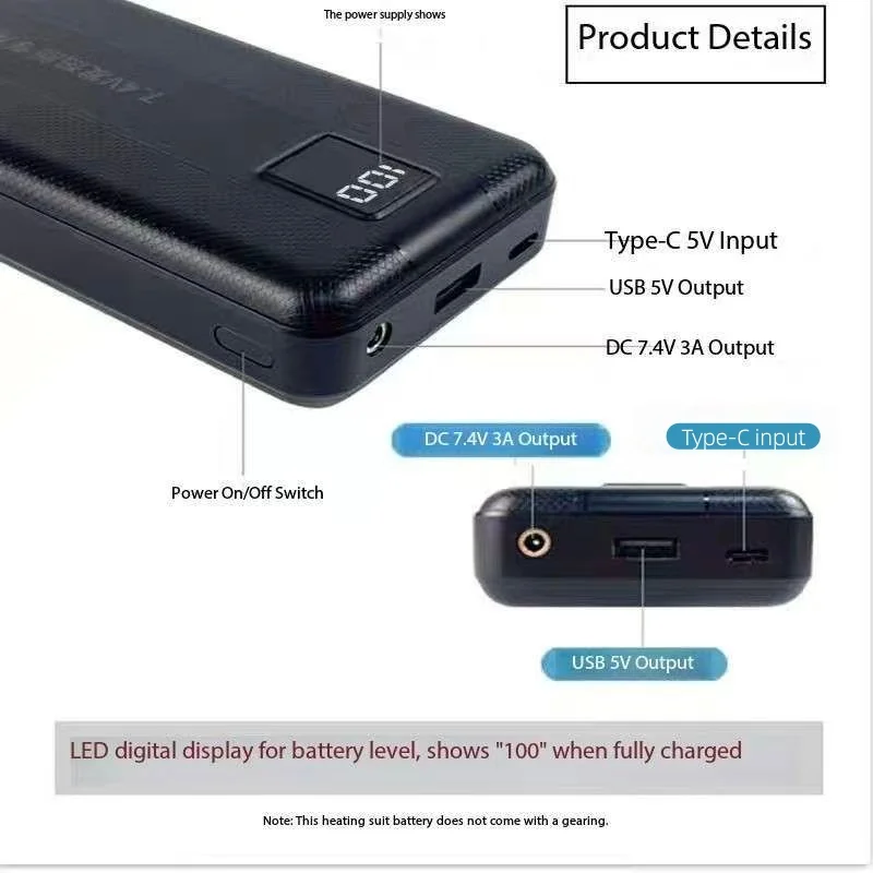 New Large Capacity 7.4V/3A/160 - Heated Vest Battery 리뷰 및 가격