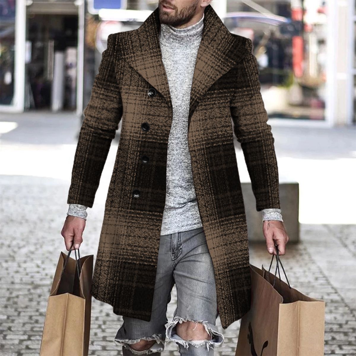 2025 Long Coat Men Mens Wool J - Wool Coat Peacoat 리뷰 및 가격