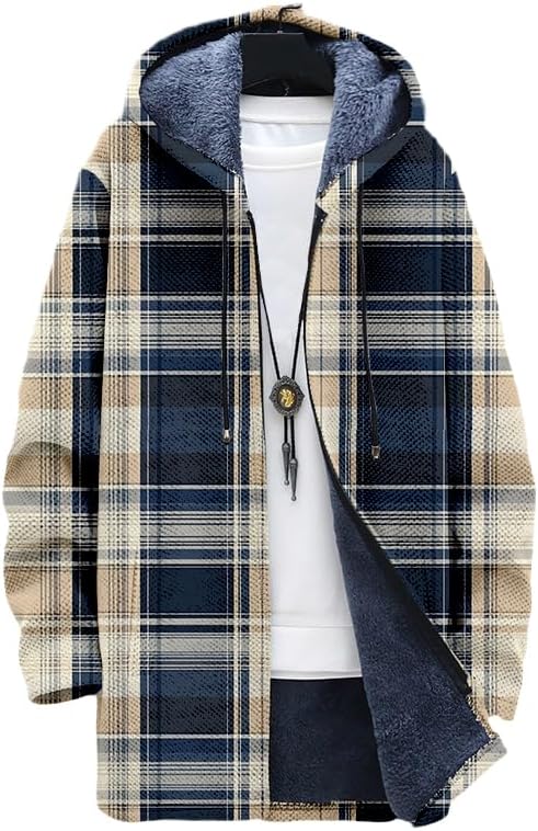 Men's Plaid Cardigan Oversized - Sherpa Hoodie Fleece 리뷰 및 가격