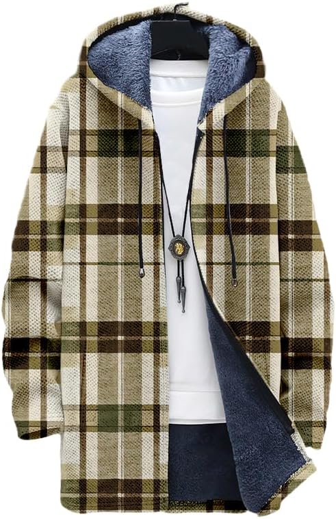 Men's Plaid Cardigan Oversized - Sherpa Hoodie Fleece 리뷰 및 가격