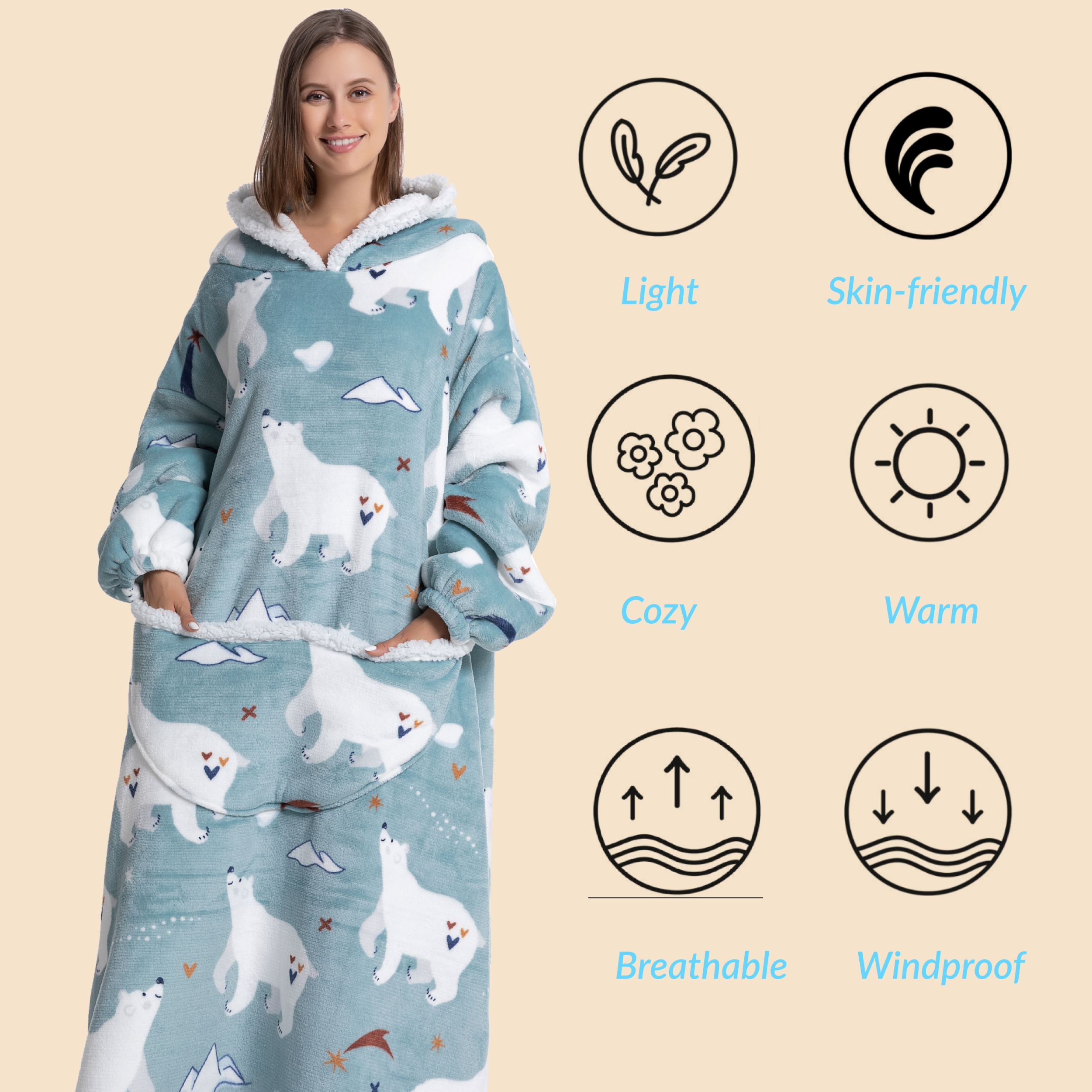 Oversized Wearable Blanket Coz - Sherpa Hoodie Fleece 리뷰 및 가격
